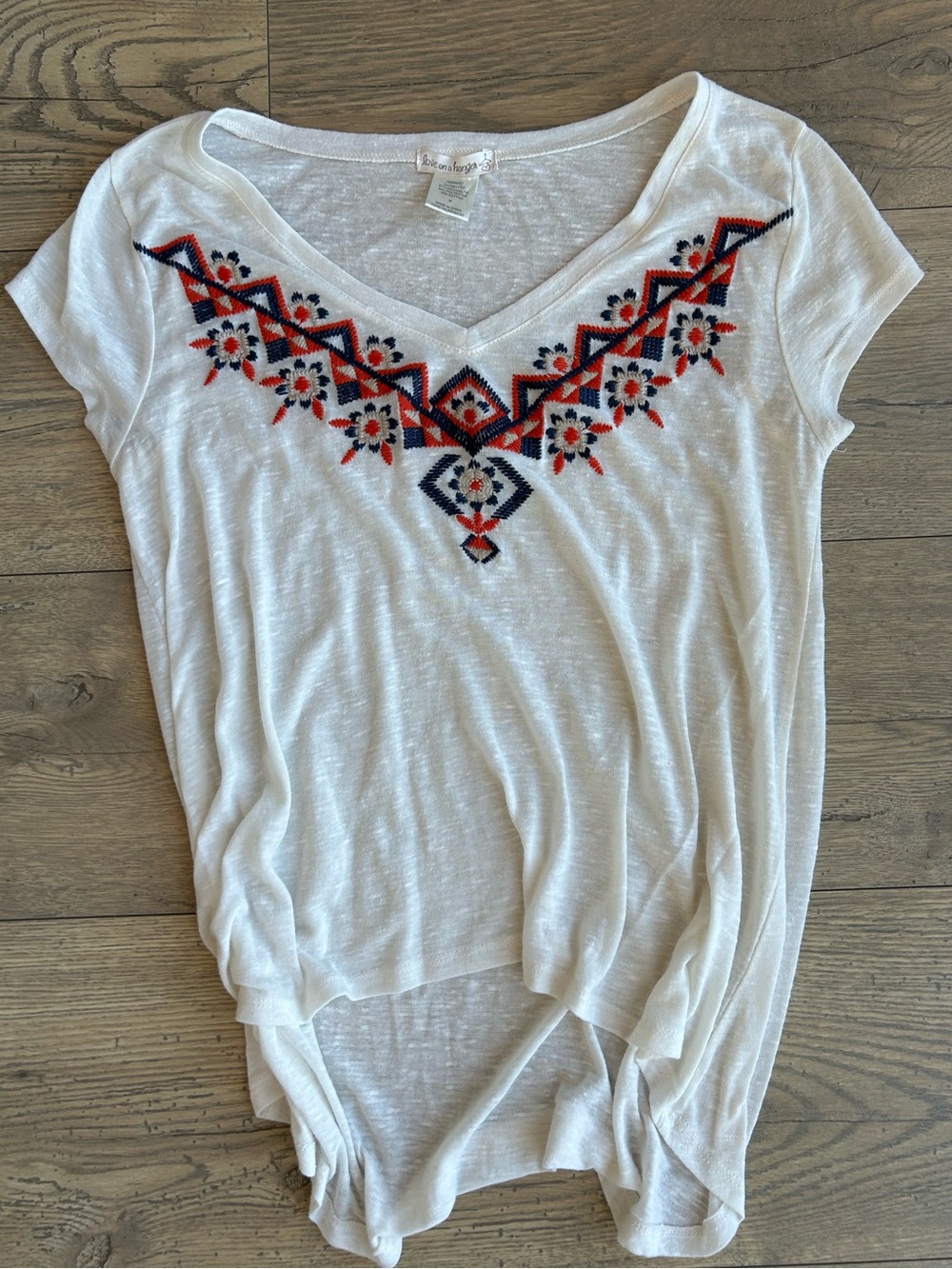 Love on a Hanger Embroidered V-Neck Short Sleeve Tee